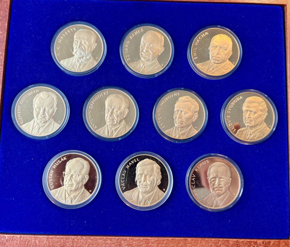 Czechoslovakia. Historical Medal (10) 2006 - Presidents of the Nation, in Wooden Cassette  (No Reserve Price) #1.0