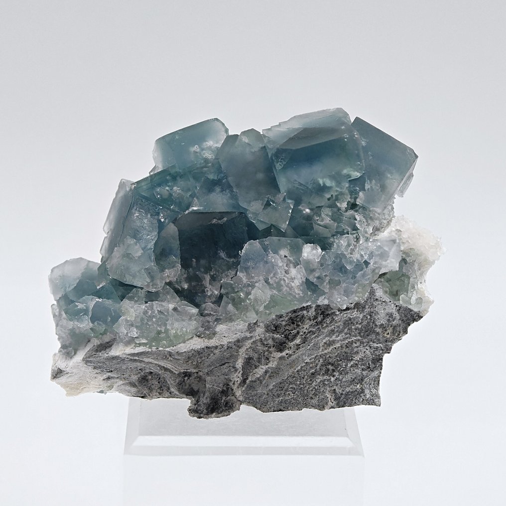 FLUORITE AZZURA with ghosts, elegant, China Crystals on matrix - Height: 74 mm - Width: 60 mm- 123 g #2.1