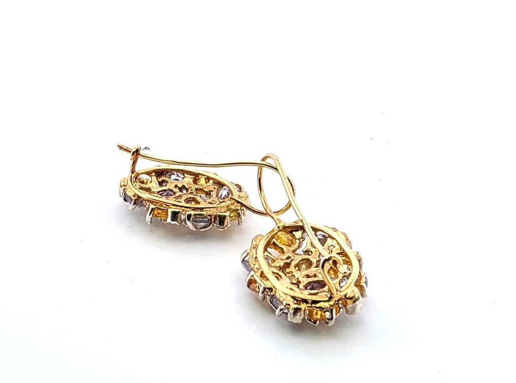 没有保留价 - 耳环 - 9 kt. 黄金, 银 黄宝石 - 黄水晶 #3.2