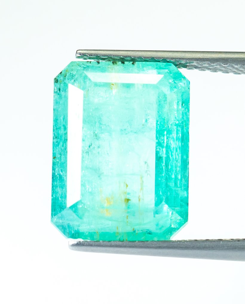 Zonder minimumprijs Smaragd - 8.12 ct - Bellerophon Gemlab - Blauwgroen (Nigeria) #1.0