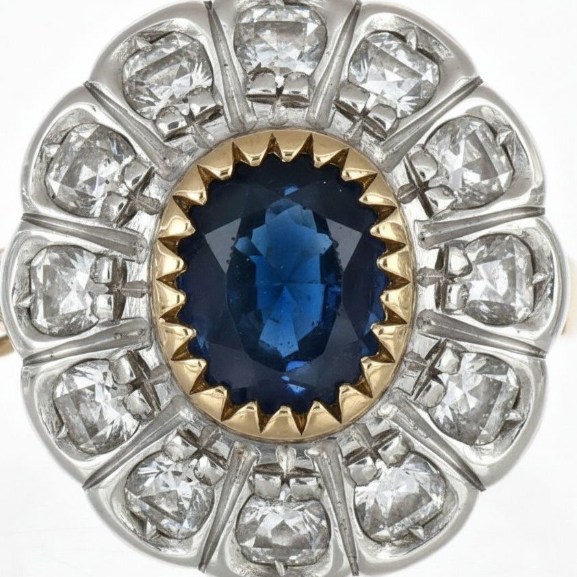 戒指 - 18 克拉 黃金, 銀 - 2.04ct. tw. 藍寶石 - 鉆石 #3.2