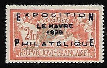 Frankrike 1929 - Havre 1929 Filatelisk Utstilling. Signert Calves. Verdi 900 €. - Yvert et Tellier. N°257A* #1.0