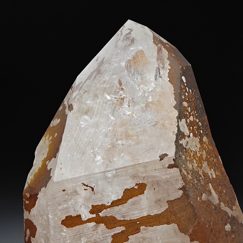 Zwitserse kwarts met oranje limoniet, natuurlijk Kristallen op matrix - Hoogte: 87 mm - Breedte: 56 mm- 208 g #1.0