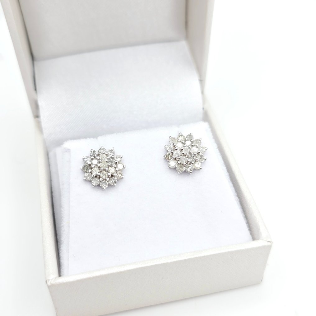 没有保留价 - 耳环 - 14K包金 白金 -  0.88ct. tw. 钻石 (天然)  #4.3