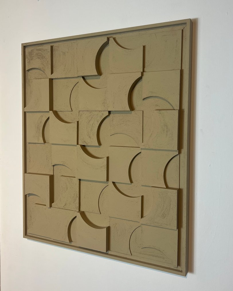 Mo Cornelisse - YoungC - Geometric Abstract Relief – Minimalistic Wall Art - Beige #3.2