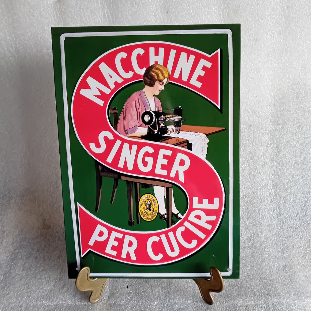 Ompelemasoittimet Singer, jäätelöt Alemagna - Kyltti (2) - Metalli #1.0