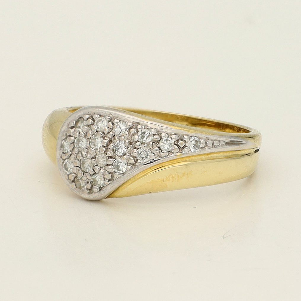 戒指 - 18K包金 黄金 - 0.34ct. tw. 钻石 (天然) #1.0