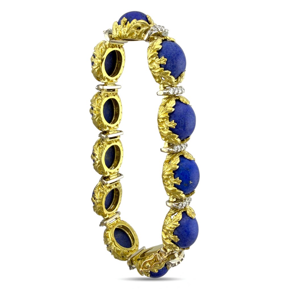 Bracelet - 18 carats Or jaune, Bracelet exclusif en or jaune 18 carats, lapis lazuli et diamant de 2,20 carats - 2.20ct. tw. Diamant (Naturelle) #4.3