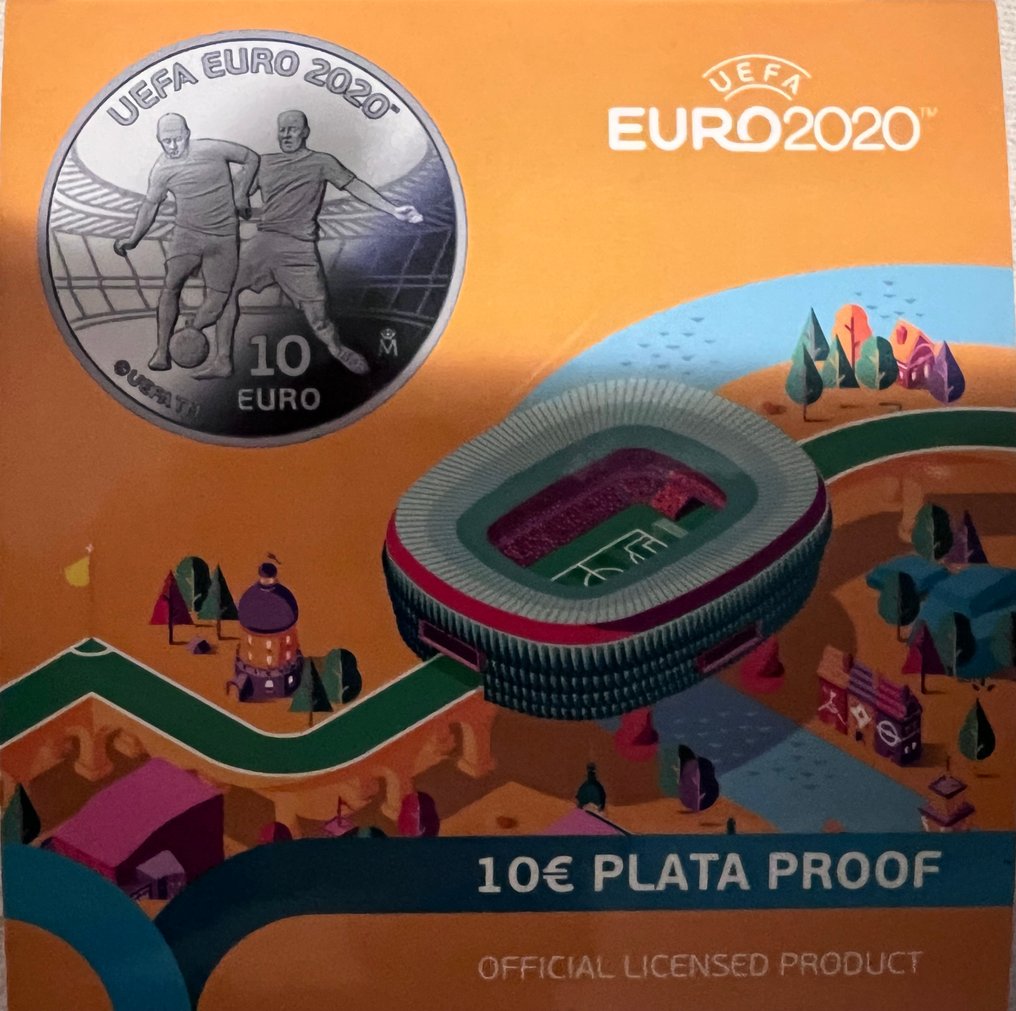 Spanje. 10 Euro 2020 "UEFA Euro 2020" Proof (Zonder minimumprijs) #1.0