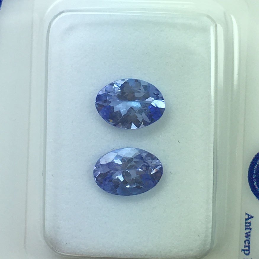 χωρίς τιμή ασφαλείας - 2 pcs  Βιολετί Τανζανίτης  - 1.06 ct - Antwerp Laboratory for Gemstone Testing (ALGT) - Φυσική τανζανίτης #3.2
