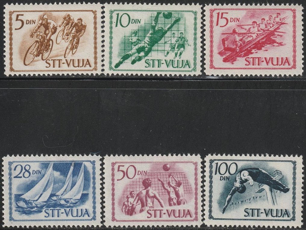 的里雅斯特 - B区 1952/53 - 运动 + 经济与产业，两个完整系列Sass S.13+21，集成MNH** Spl #1.0