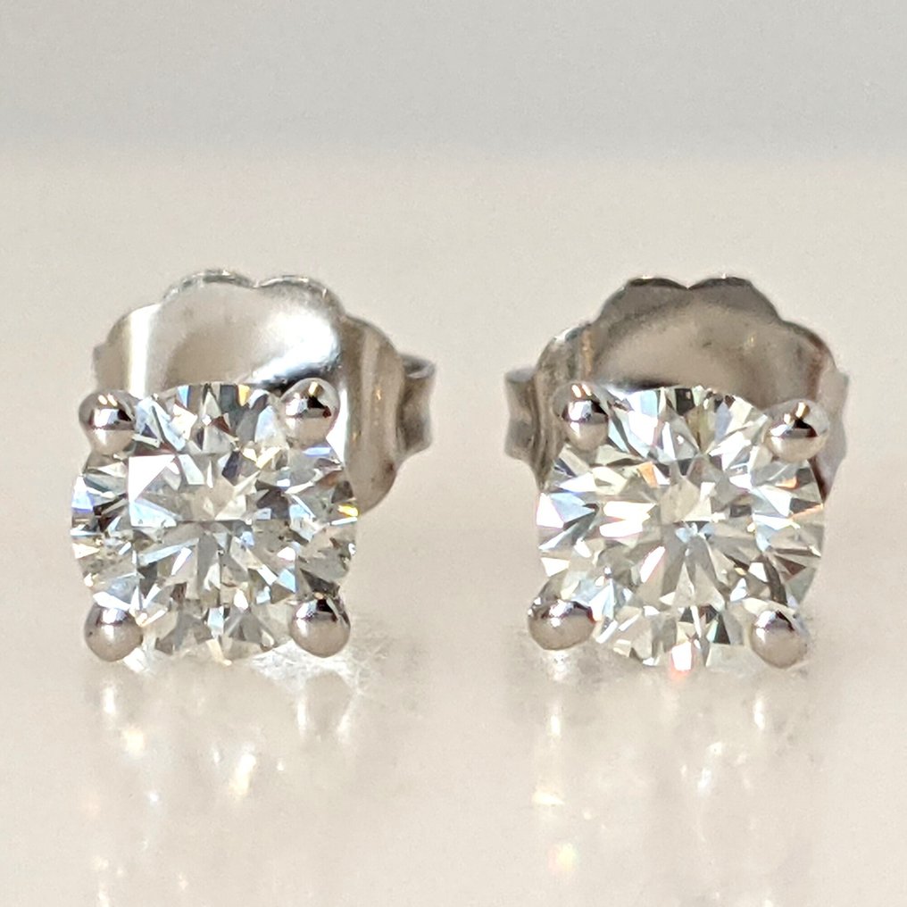 没有保留价 - 耳环 - 14K包金 白金 -  0.82ct. tw. 钻石 (天然) - GWLab #1.0