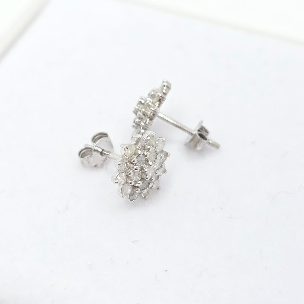 没有保留价 - 耳环 - 14K包金 白金 -  0.88ct. tw. 钻石 (天然)  #3.2