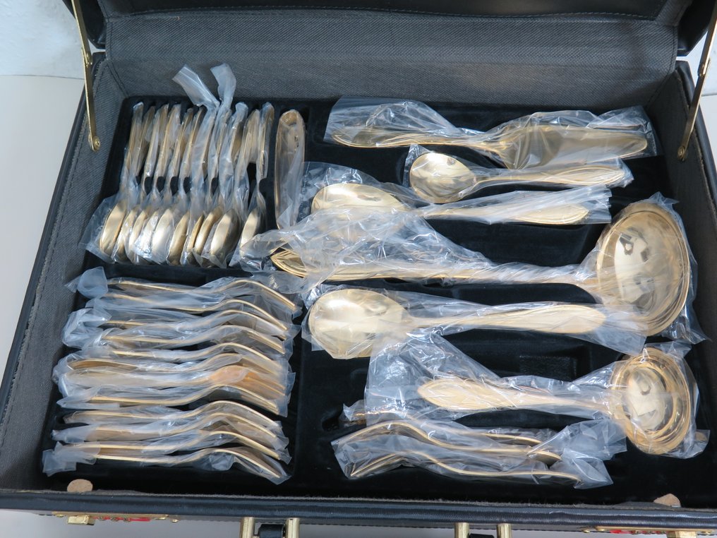 Solingen, SBS - Servizio di posate (70) - Posate Solingen 24 carati placcate oro, per 12 persone - acciaio inossidabile placcato oro #4.3