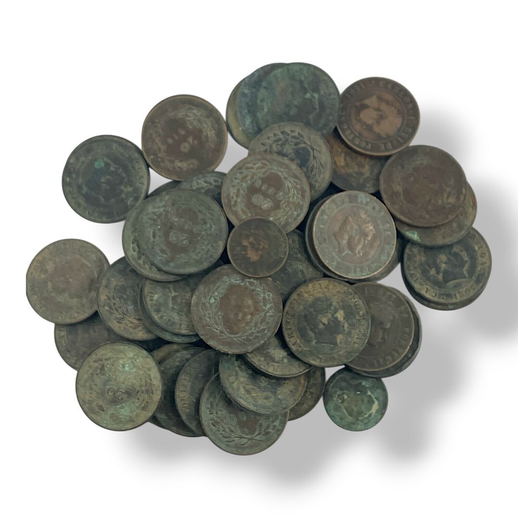 Portogallo. Lote de 70 Moedas em Cobre Monarquia Portuguesa Varias datas (Senza prezzo di riserva) #1.0
