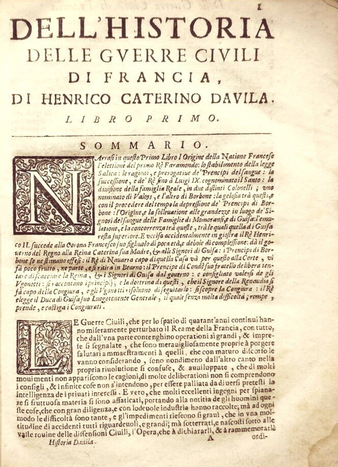 DAVILA Enrico Caterino. - Historia delle Guerre Civili di Francia. - 1713 #1.0