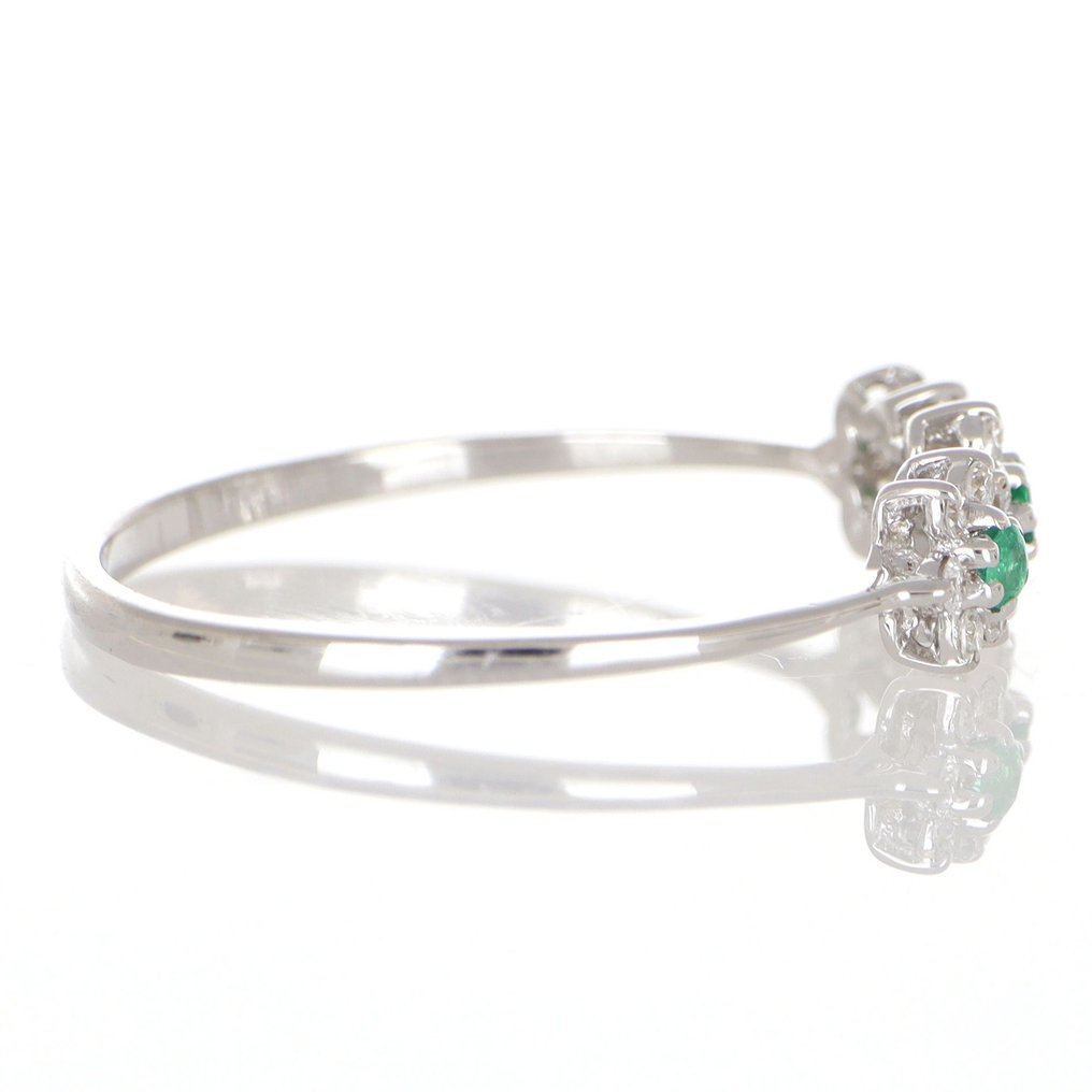 Ingen reservasjonspris - Ring - 18 karat Hvitt gull Smaragd - Diamant #2.1