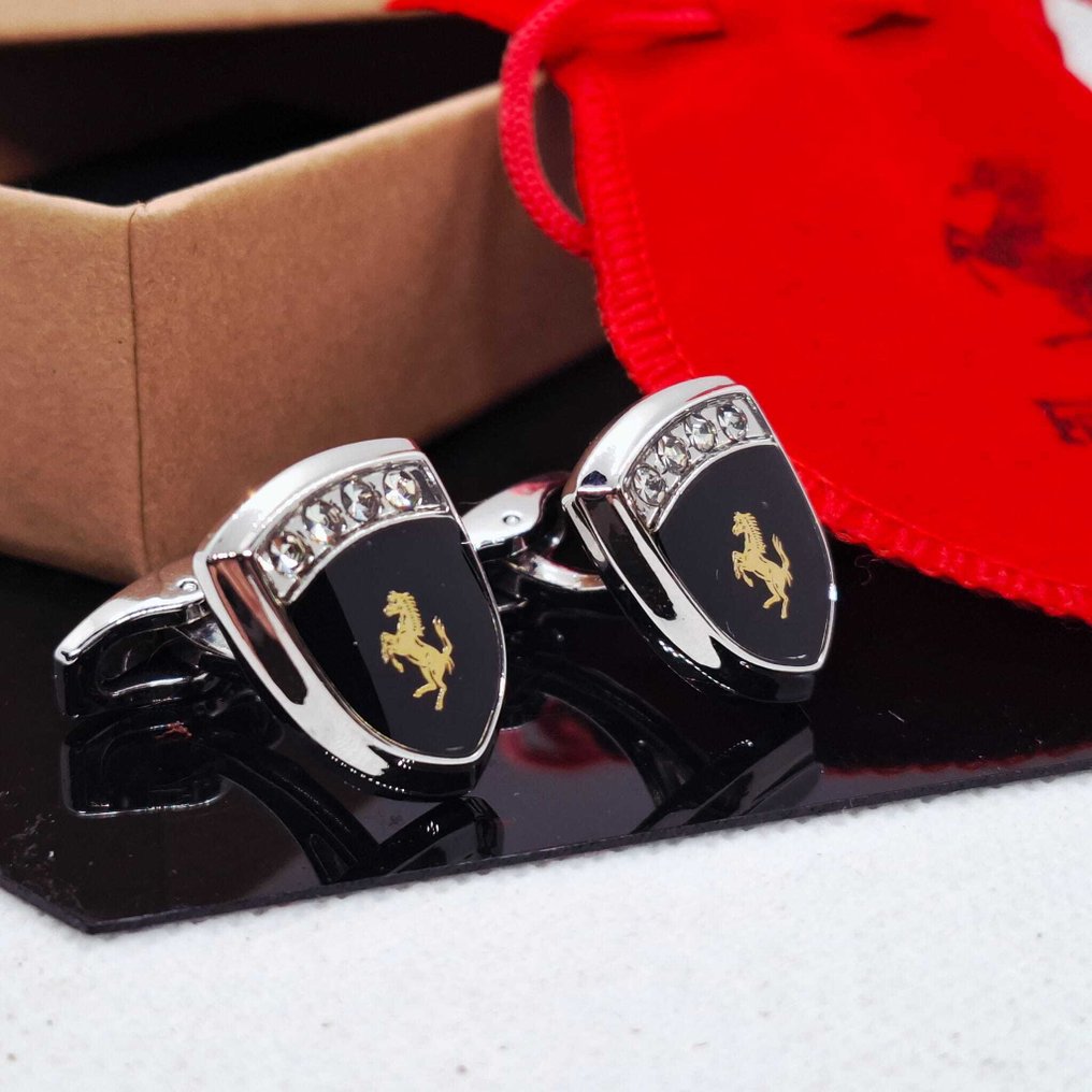 Laminierter Argento (925). Handemailiert. - Manschettenknöpfe - Ferrari #1.0