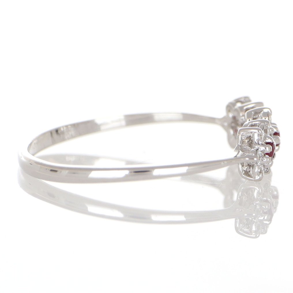 沒有保留價 - 戒指 - 18 克拉 白金 鉆石 (天然) - 紅寶石 #2.1