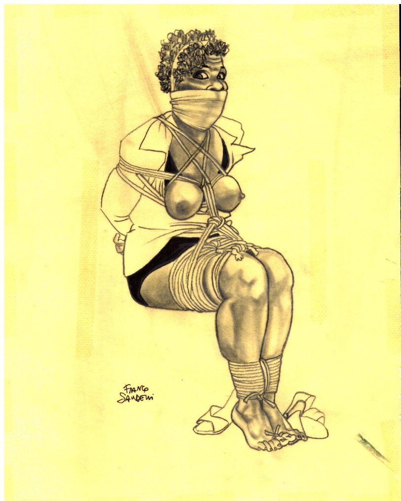 Saudelli, Franco - 1 Original colour page - Bondage - "Femmine alla corda..." - 1990 #1.0