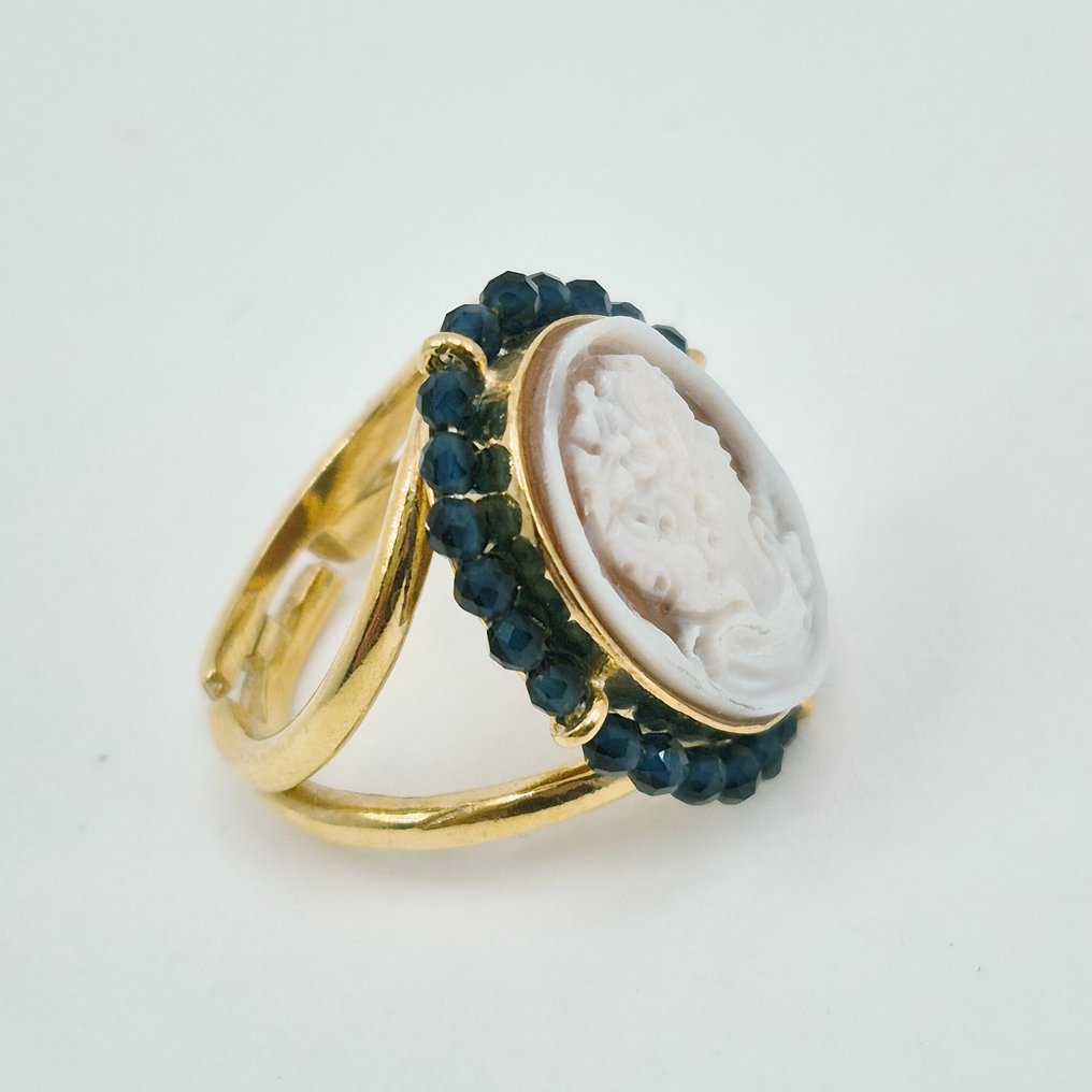 Argento, Placcato oro - Anello - CAMMEO INCISO A MANO #2.1