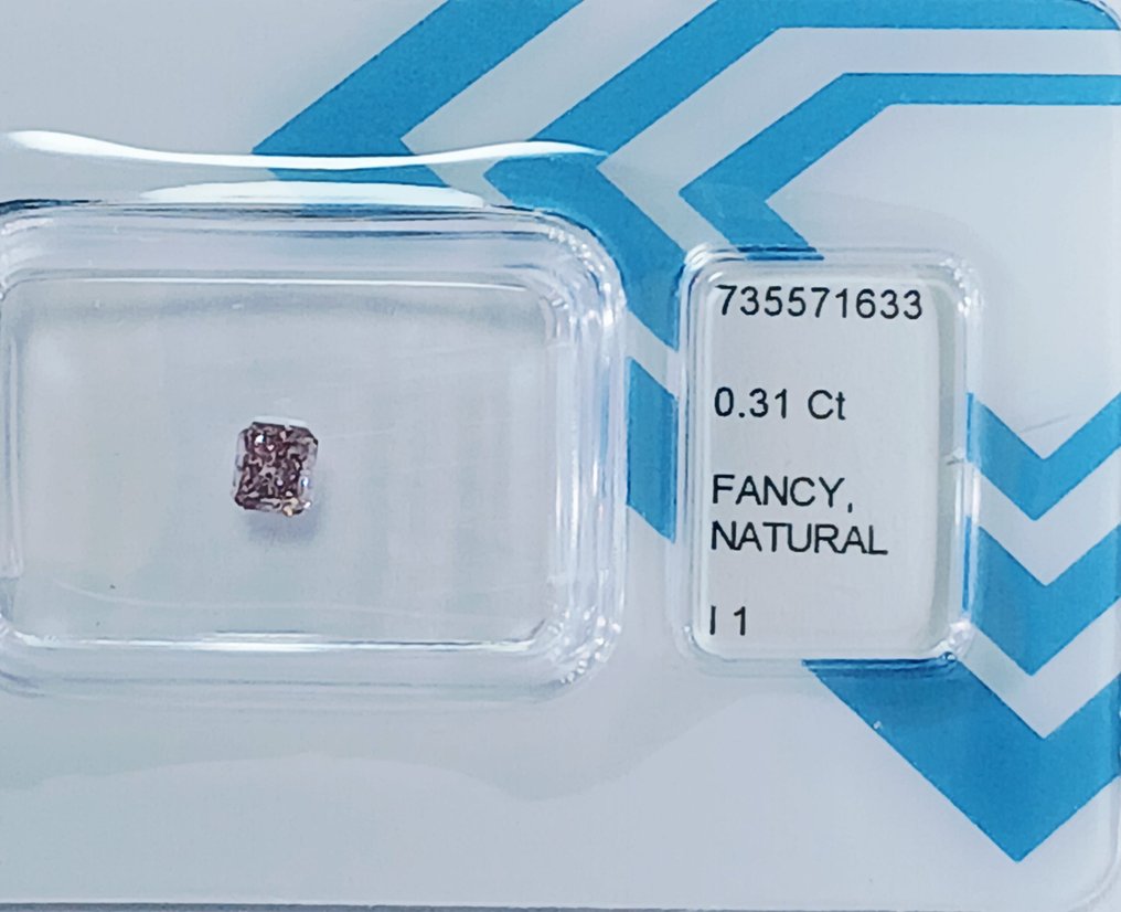 没有保留价 - 1 pcs 钻石 (天然色彩的) - 0.31 ct - 矩形 - Fancy 稍帶棕色的 粉红色 - I1 内含一级 - 国际宝石研究院(IGI) #1.0