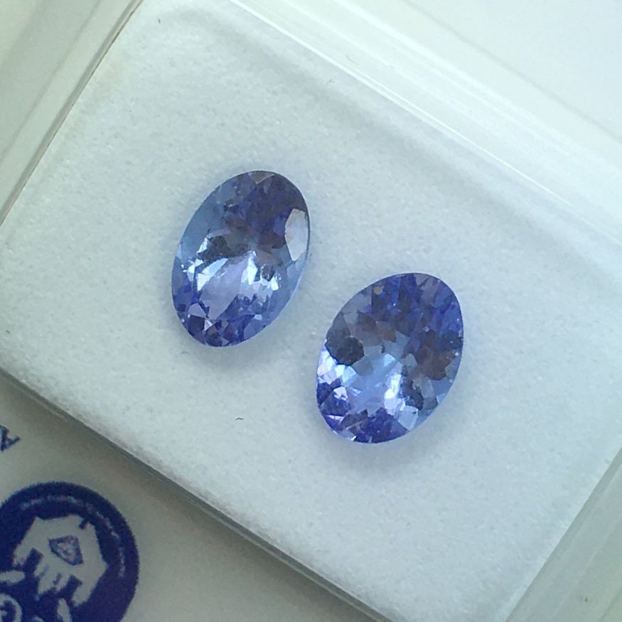 χωρίς τιμή ασφαλείας - 2 pcs  Βιολετί Τανζανίτης  - 1.06 ct - Antwerp Laboratory for Gemstone Testing (ALGT) - Φυσική τανζανίτης #2.1