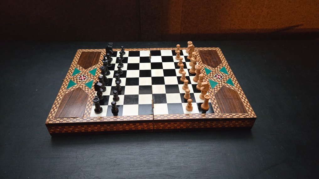 Juego de ajedrez - Ingelegde kist been/hout - Marqueterie #2.1