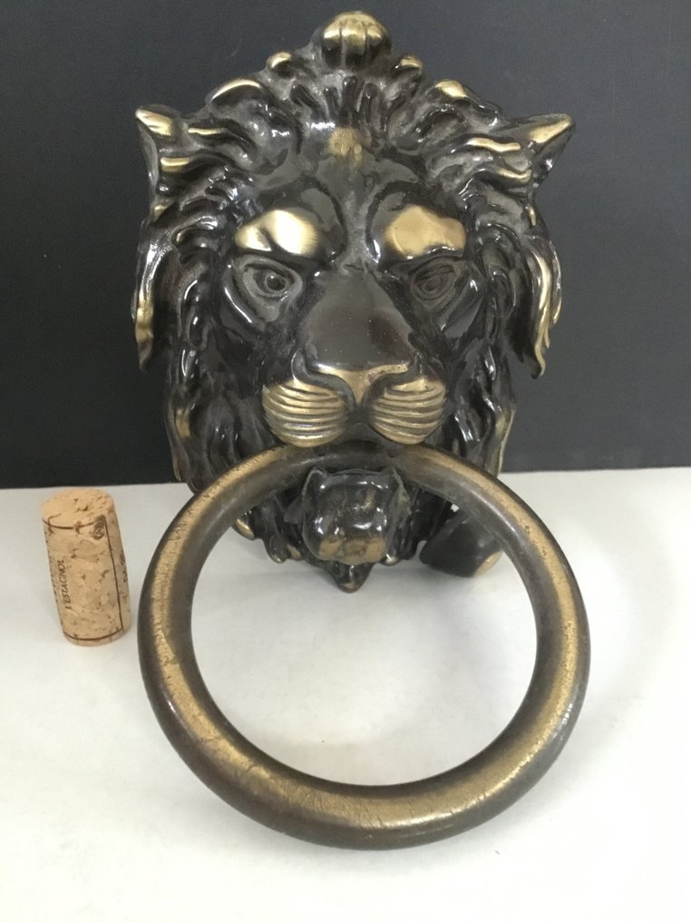  Door knocker (2) - XXL leeuwenhoofd - 1950-1960 - with separate doorbell button  #2.1
