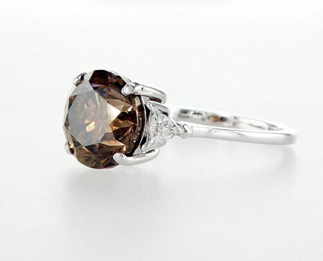 Δαχτυλίδι - 14 καράτια Λευκός χρυσός - 4.30ct. tw. - Διαμάντι - GIA, Σκούρο κίτρινο καφέ #3.2