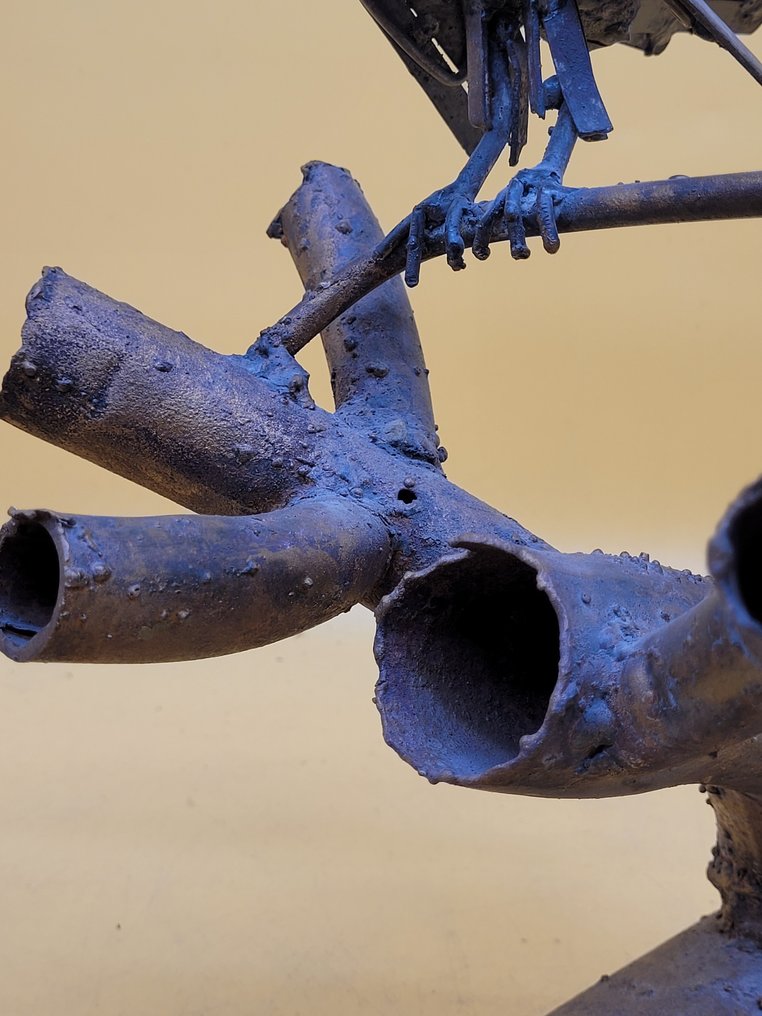 雕塑, Metallskulptur – Zwei Vögel auf Ast – Handgeschmiedetes Objekt aus Eisen - 26 cm - 金属 #4.3
