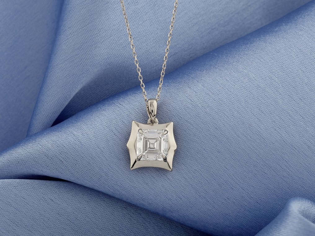 吊墜頸鏈 - 14 克拉 白金 - 2.02ct. tw. 鉆石 (實驗室培育) #3.2