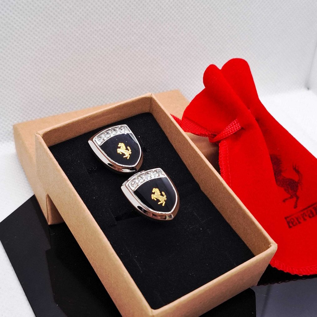 Laminierter Argento (925). Handemailiert. - Manschettenknöpfe - Ferrari #4.3