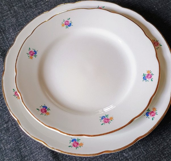 Richard Ginori - Illallisastiasto (18) - 24 kt kultaa - Viininpunainen ja kultainen sekä pienet kukat. #3.2