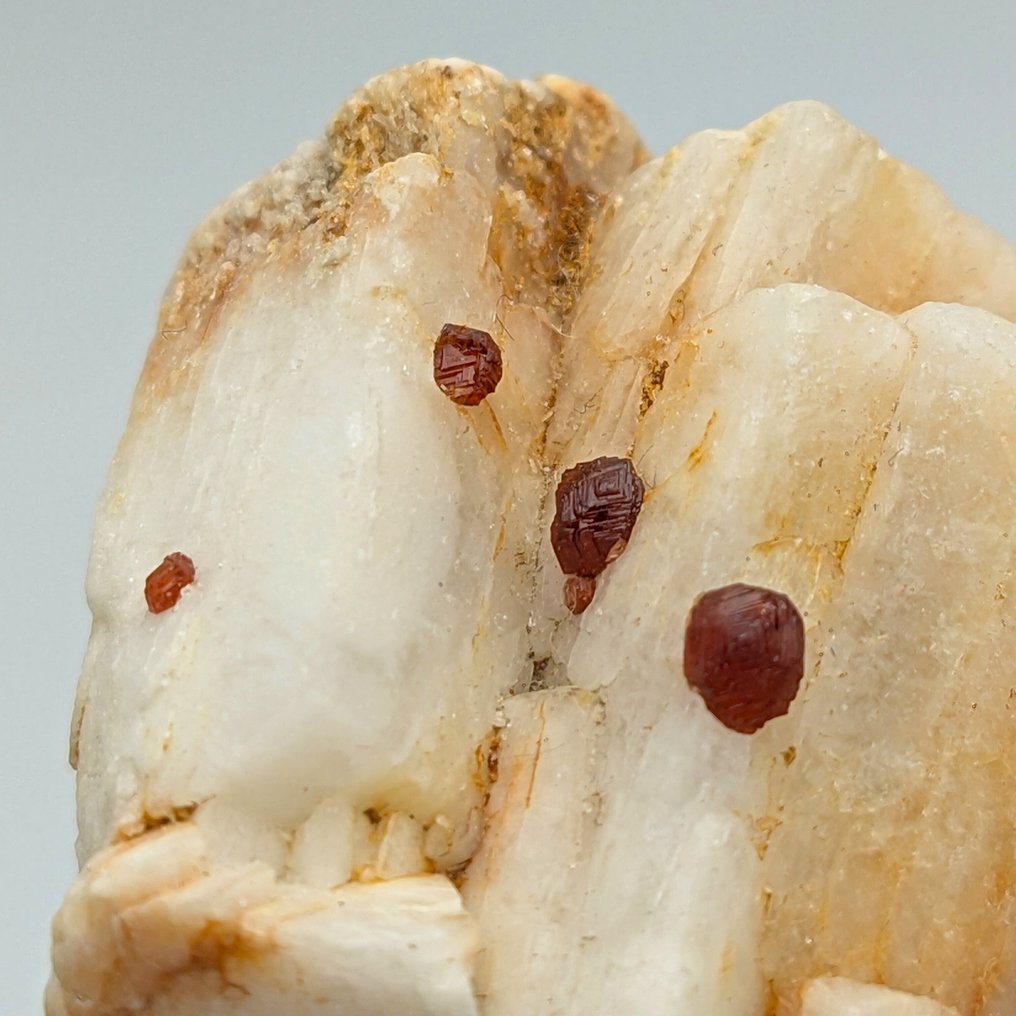 Red Spessartina on white albite, Pakistan Crystals on matrix - Height: 45 mm - Width: 39 mm- 31 g #4.3