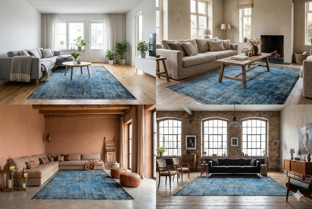 牛仔蓝复古 - 小地毯 - 295 cm - 180 cm - 有证书 #1.0