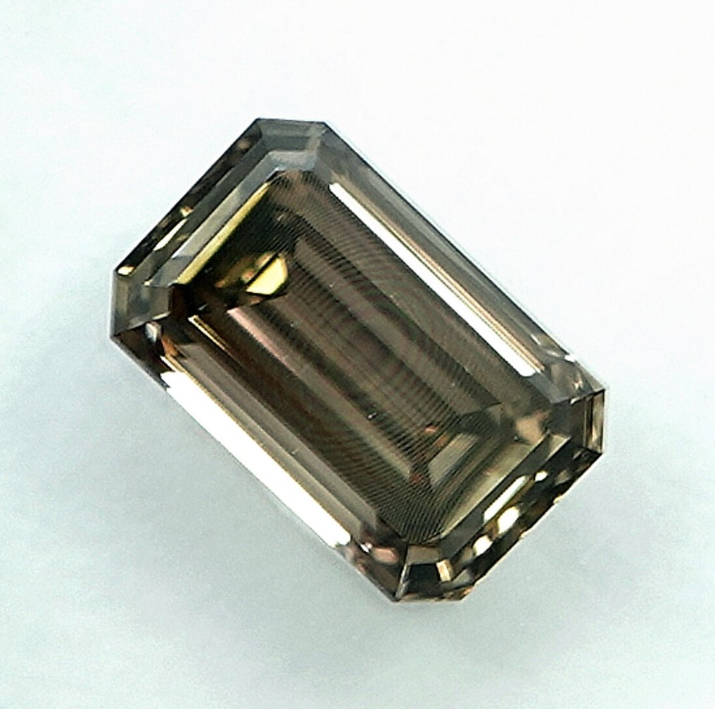 1 pcs 钻石 (天然色彩的) - 0.58 ct - 祖母绿 - Fancy 稍帶棕色的 黄色 - VS2 轻微内含二级 - 国际宝石研究院(IGI) #1.0