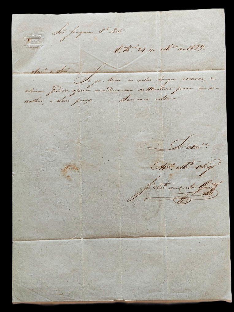 Portugal - Document - 2 Historic Portuguese Monarchy Documents: sealed envelopes with postmark and 25 Reis stamp - 1859 #3.2
