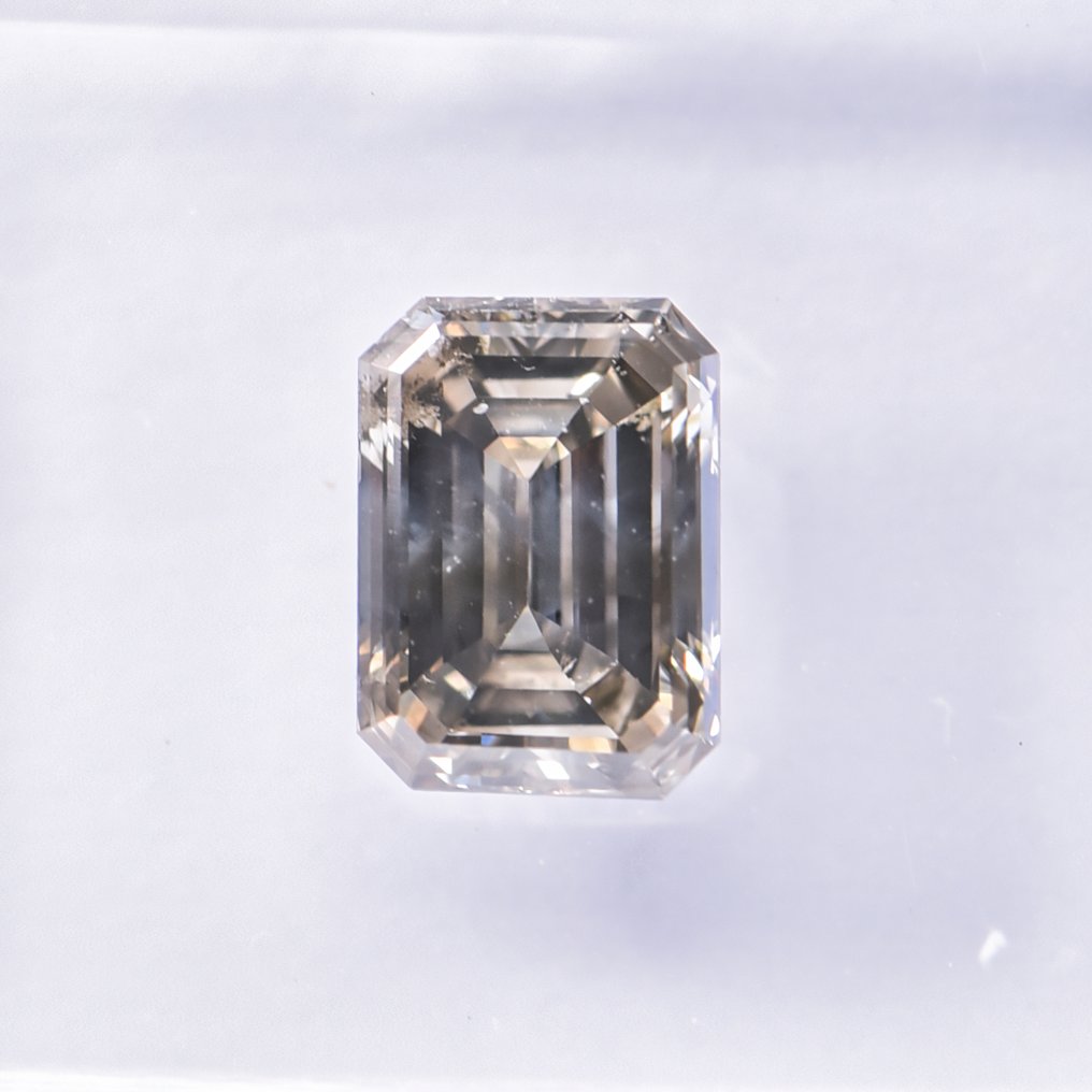 Nincs minimálár - 1 pcs Gyémánt  (Természetes színű)  - 1.04 ct - Smaragd - Fancy Szürkés, Zöldes Sárga - SI2 - Nemzetközi Gemmológiai Intézet (IGI) - VG #3.2