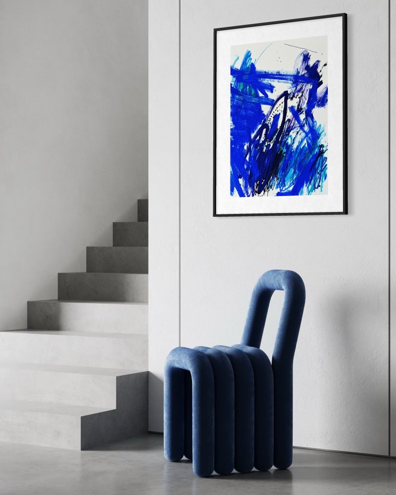 Cristine Balarine - Open sea swimming - panel 1 of 2 _ original abstract paintings on fine art paper #4.3