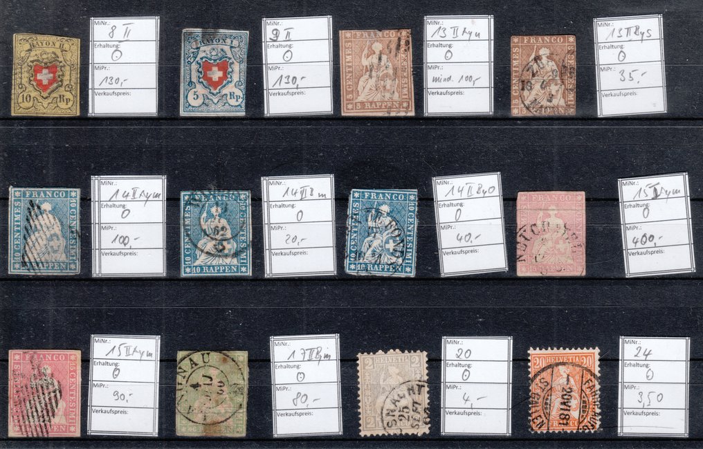 Switzerland 1850/1924 - Interesting lots of stamped stamps and an unused stamp. #1.0