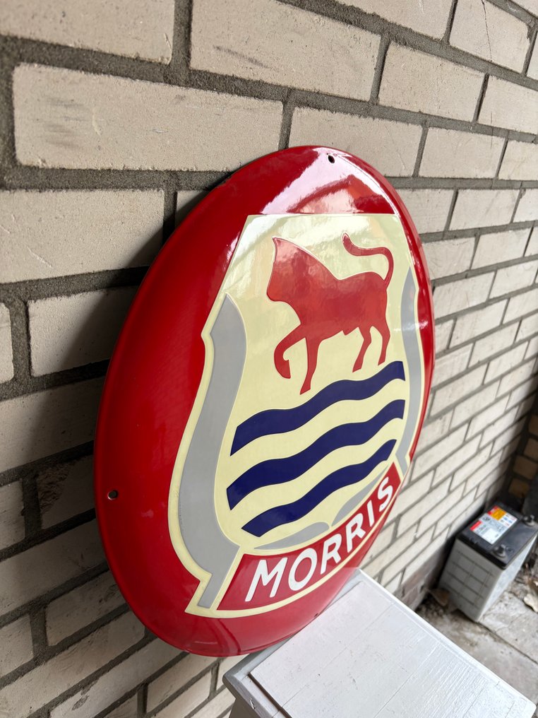 Emaille reclame - Rond emaille bord – Morris Motors – Klassiek Brits embleem met stier & golven – Ca. 2000 – Oldtimer - Emaille bord - Emaille #3.2