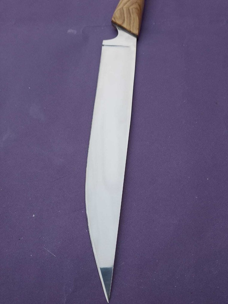 厨刀 - 厨房专业武士刀厨师刀,由K Romain手工制造,日本制造 - 白钢艺术柄 - 日本 - 法国的艺术家合作 #4.3