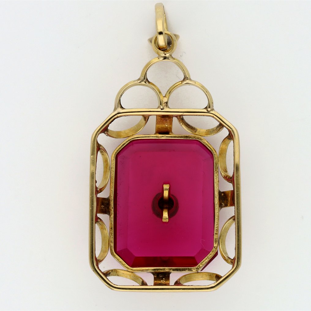 Függő - 14 kt. Sárga arany - Robijn #1.0