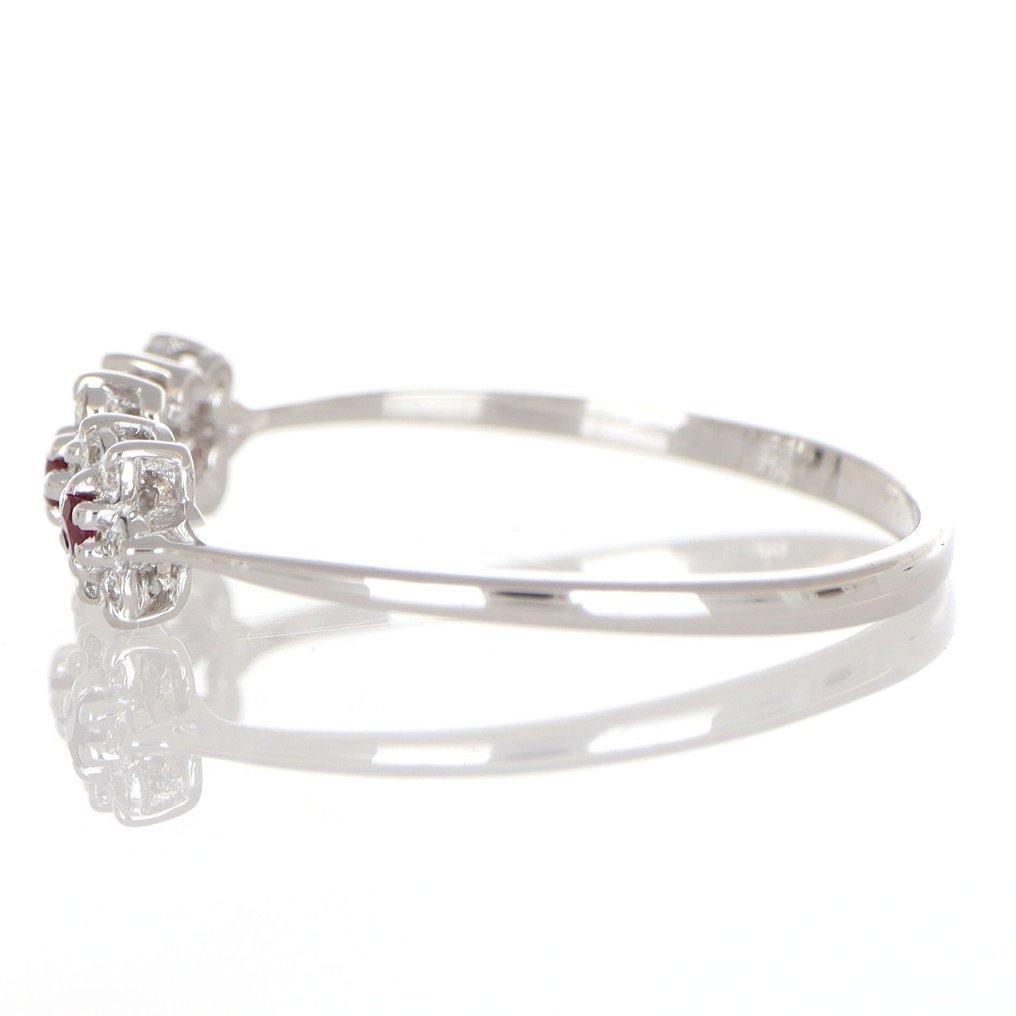 沒有保留價 - 戒指 - 18 克拉 白金 鉆石 (天然) - 紅寶石 #1.0