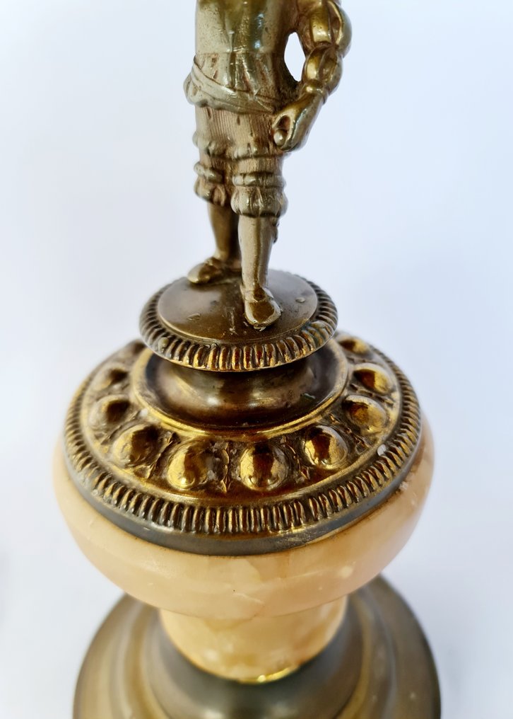 Κηροπήγιο Αρχαία γαλλική καντήλα από χαλκό και μάρμαρο, 34 εκ. - Μπρούντζος, Μάρμαρο #4.3