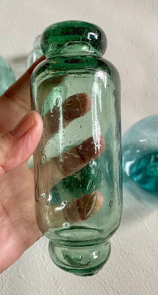 Ναυτικά αντικείμενα  (7) - Χειροποίητο γυαλί- Σπάνιο σετ με 2 κύλινδρους. #1.0