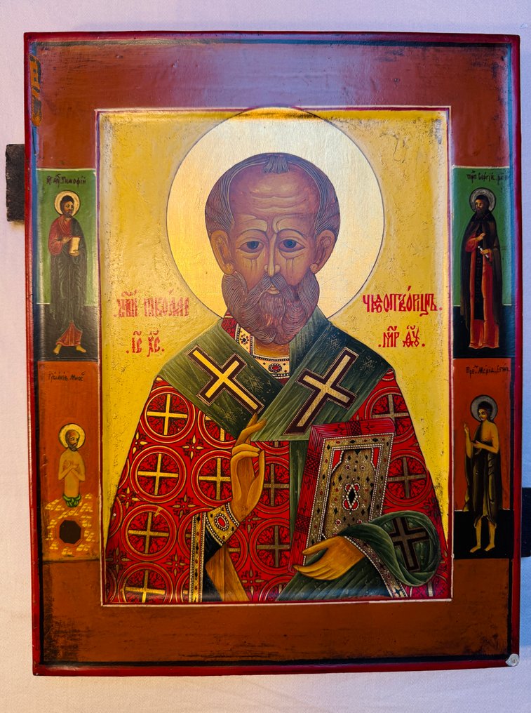 標誌 - 顯靈跡者聖尼古拉 - 木 - 手工绘制 - 24 x 31 厘米 #1.0