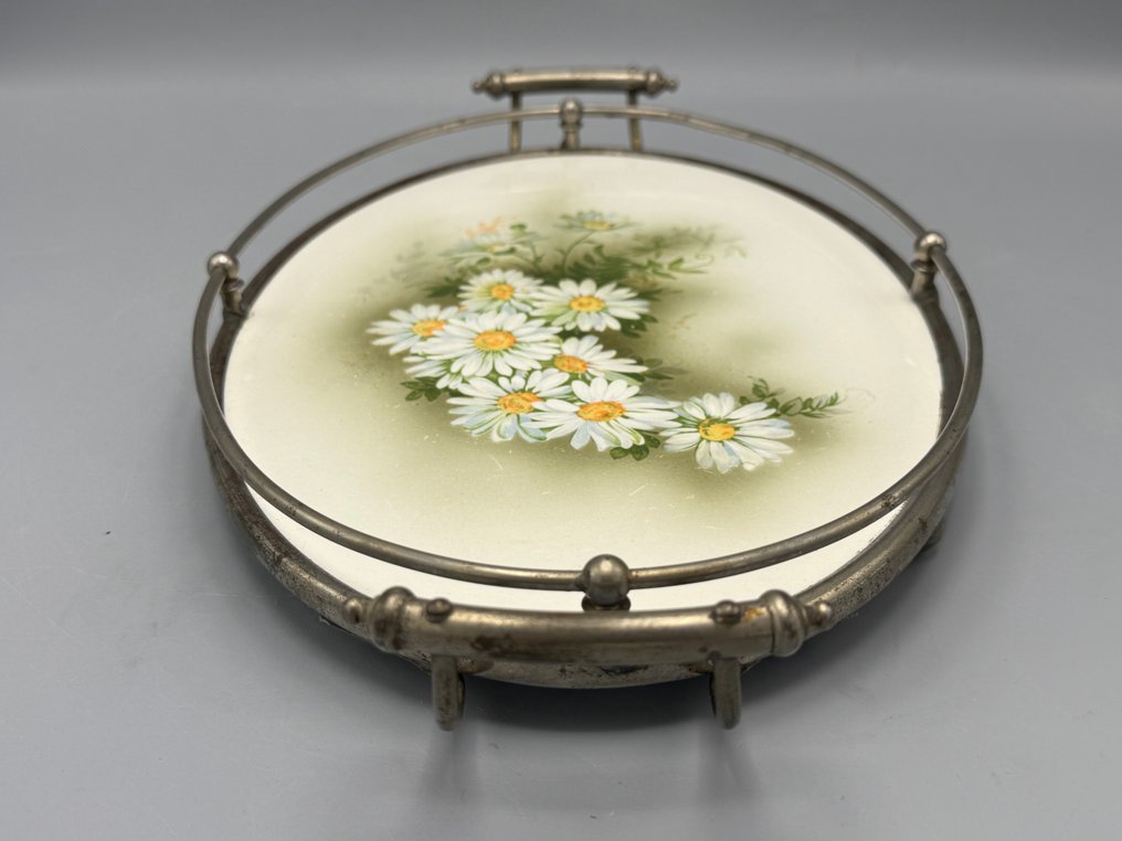 porseleinfabrikant Max Dannhorn - Tray - Metal, Ceramic - Oval marked tray #3.2
