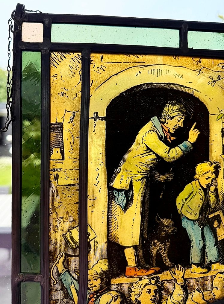 Glassmaleri - Munich School – Painted stained glass panel, Grisaille & polychrome enamels – Germany - det tjuende århundre #1.0